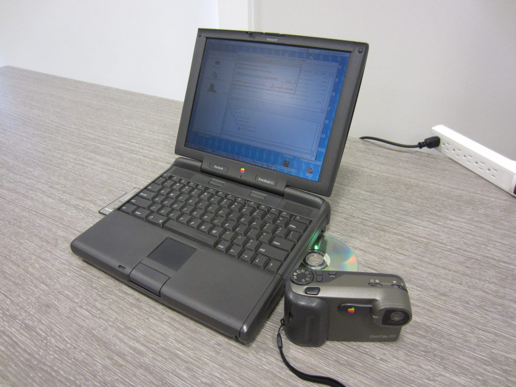  A G3 Mac PowerBook brought by Clint and his Apple QuickTake 200 camera.