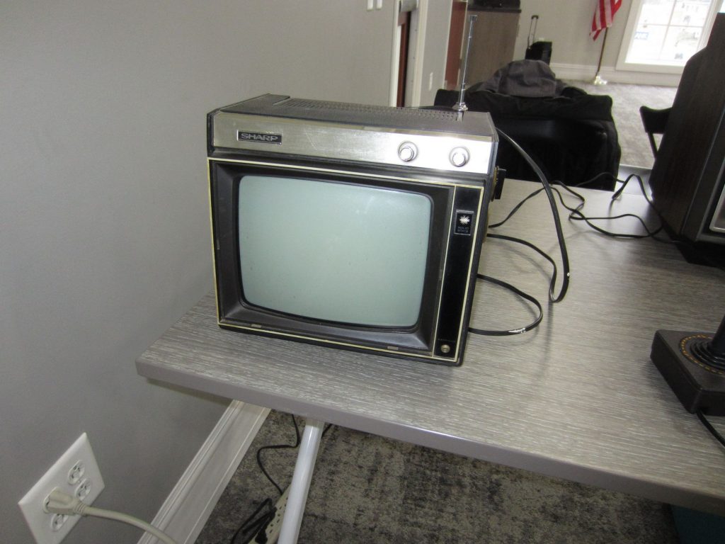 A black and white TV which has been given a new home in Simon's collection.