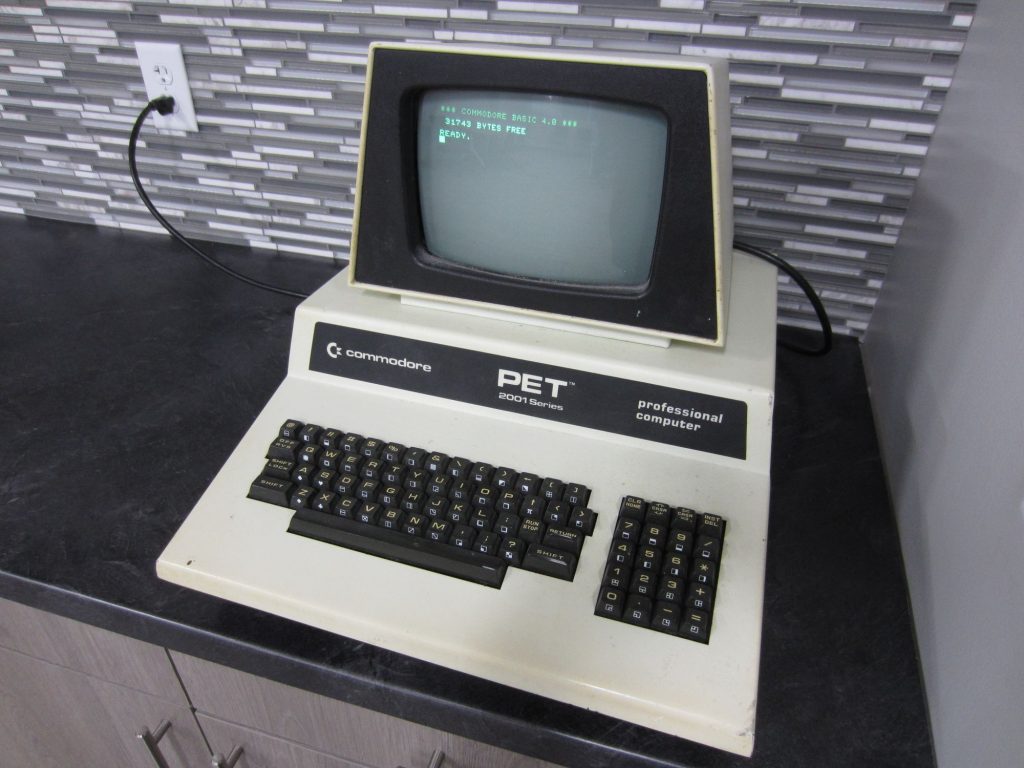 The Midwest Computer Museum's Commodore PET made a brief appearance before it went home with Lige to have a keyboard overhaul. 