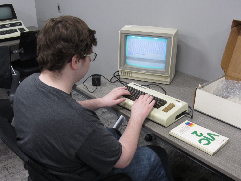 A Purdue University student uses a Commodore VIC-20.
