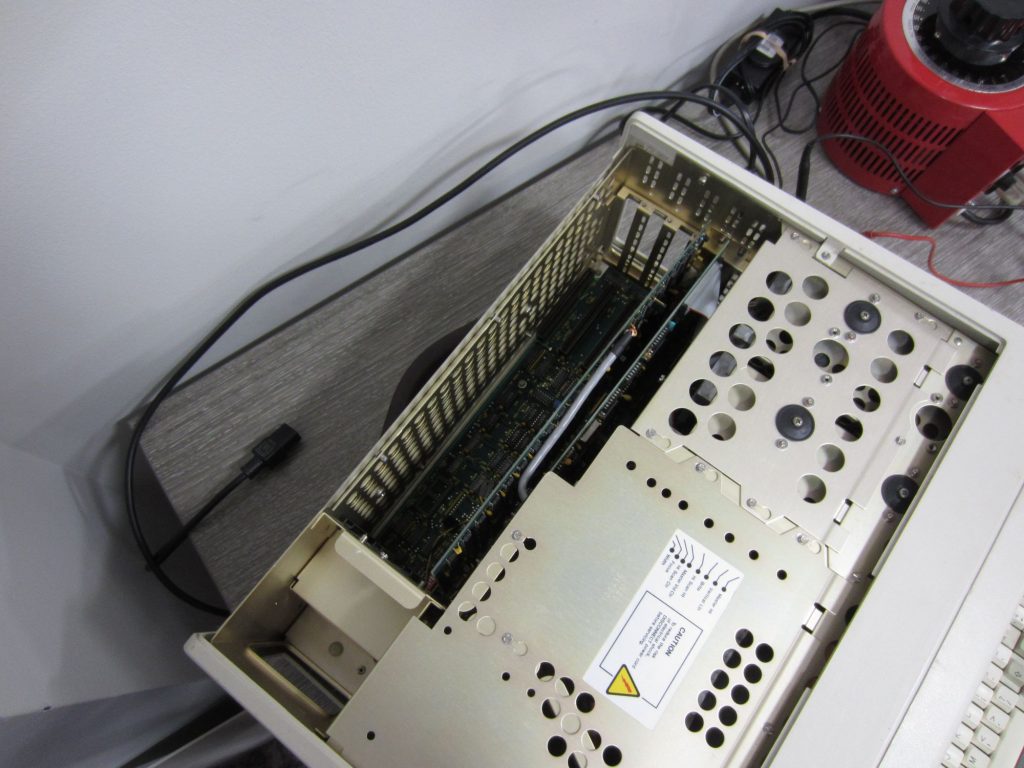 Inside the expansion card area of Simon's Compaq Portable.